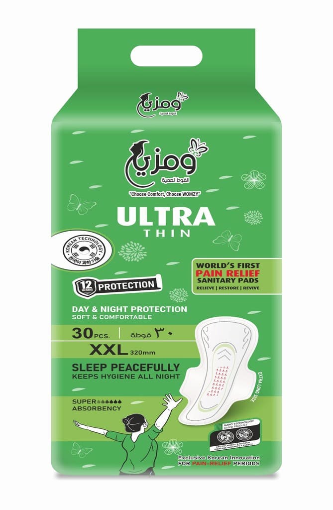 WOMZY 320mm Ultra Thin Pain Relief Sanitary Pads - Korean Nano Tech