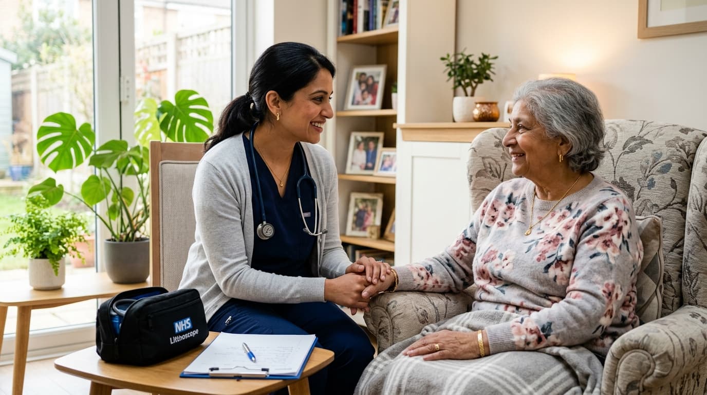 Doctor providing home medical consultation to a senior patient
